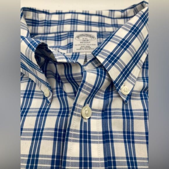 Brooks Brothers Men’s Regent Button Down Shirt Blue & White Check Sz XXL - Picture 12 of 12